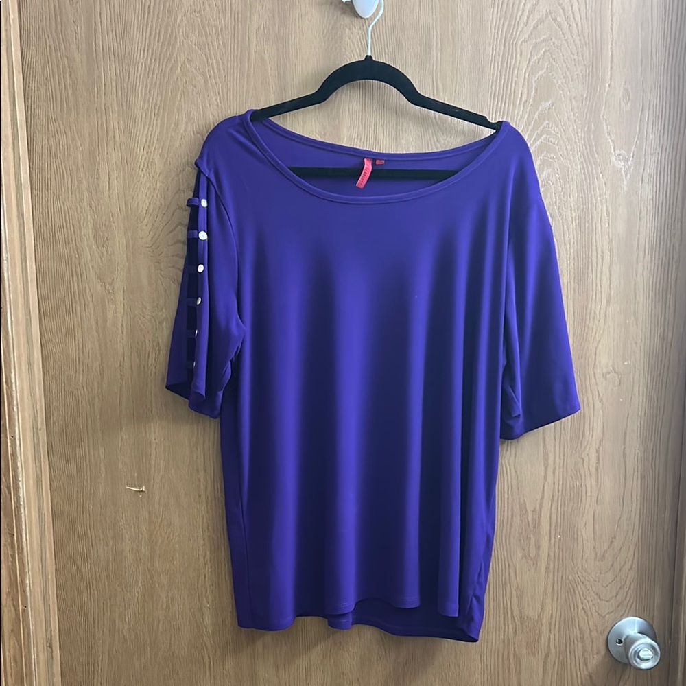 Dark Purple Open-Sleeve Top – Size 1X